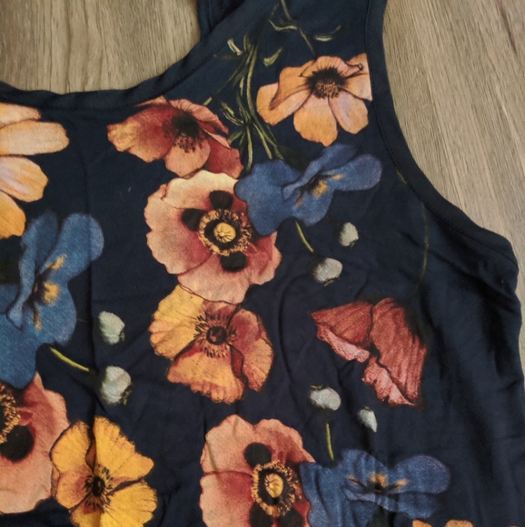 Massimo Dutti Navy Floral Tie Back Blouse Large - Picture 3 of 10